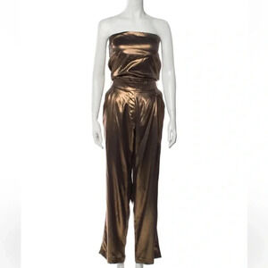 Brunello Cucinelli gold metallic jumpsuit size large NWT